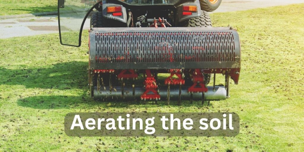 soil aerator aerating a lawn