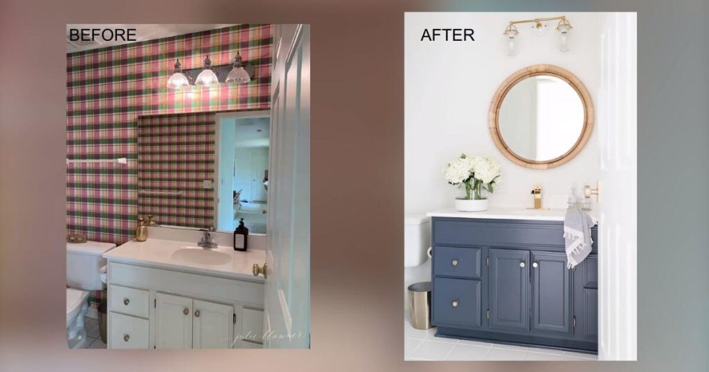 Before and after replacing the fixture for a fresh look