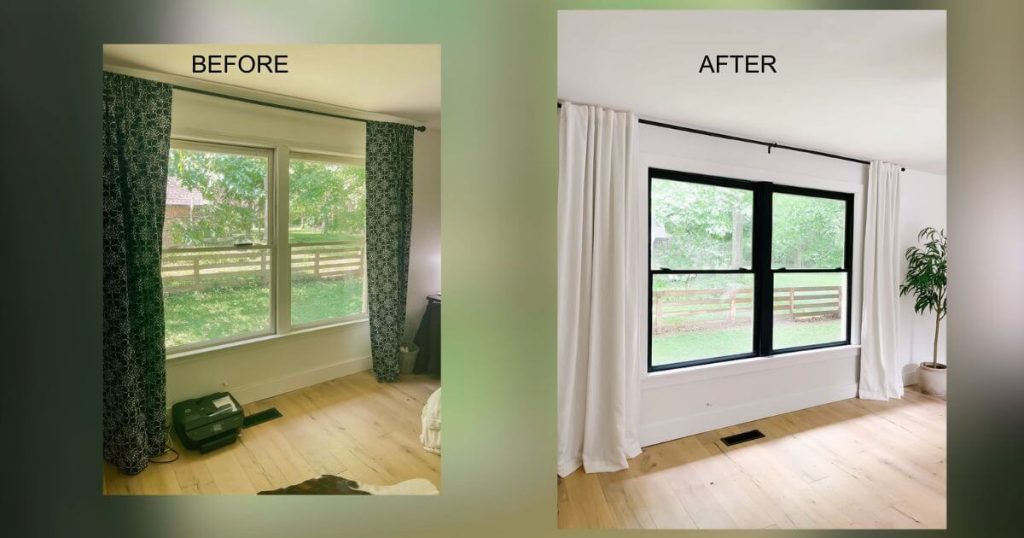 before and after updating the curtains