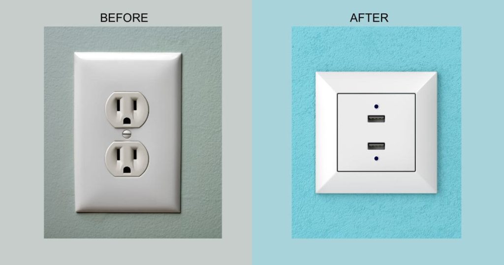 Before and after upgrading the outlets